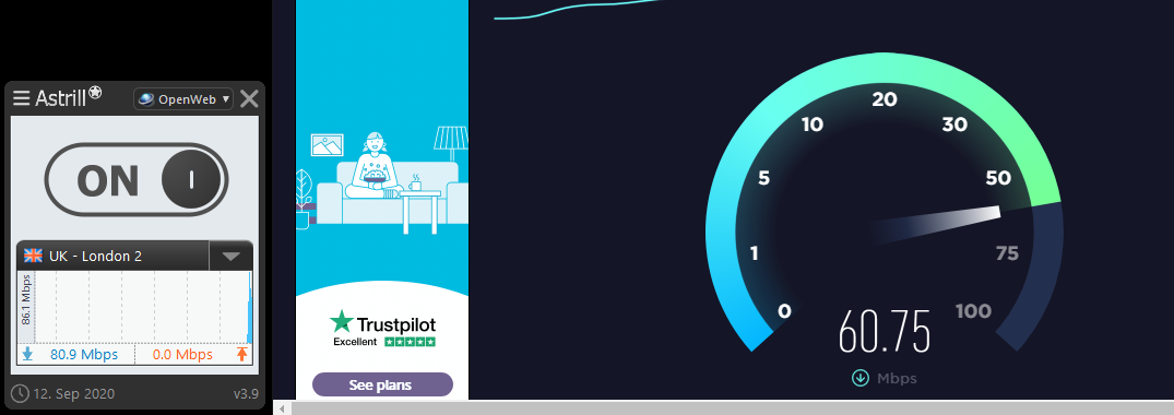 Astrill VPN speed test