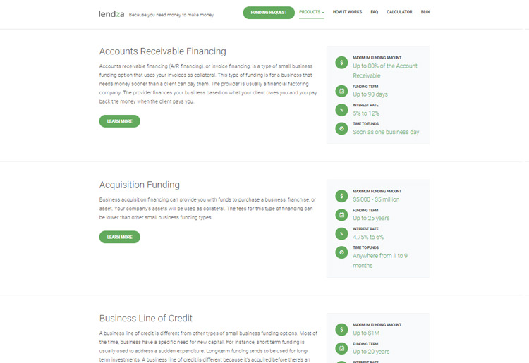 Choose from different funding options Lendza Funding Options