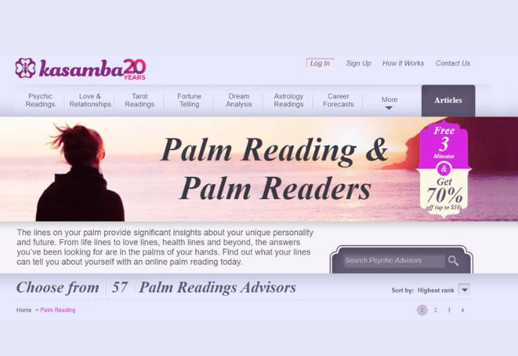 Kasamba - A no-frills psychic advising service that’s available around the clock