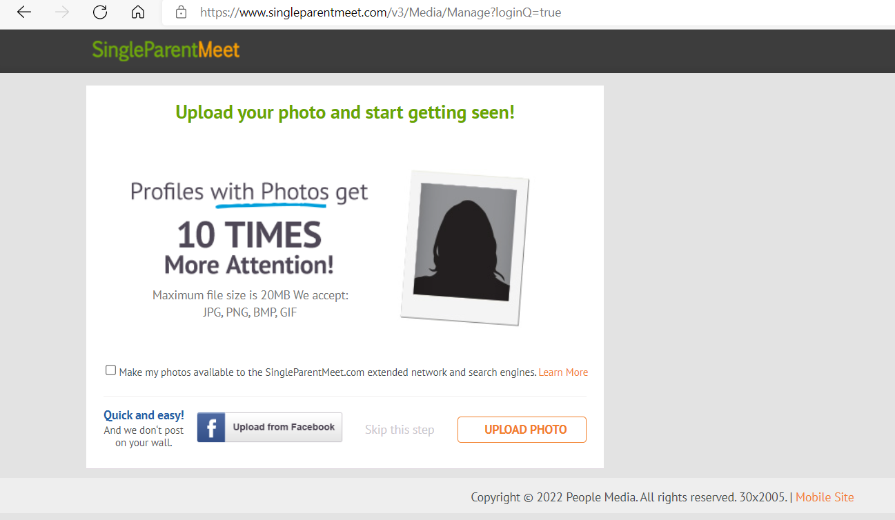 SingleParentMeet Dating Signing Up