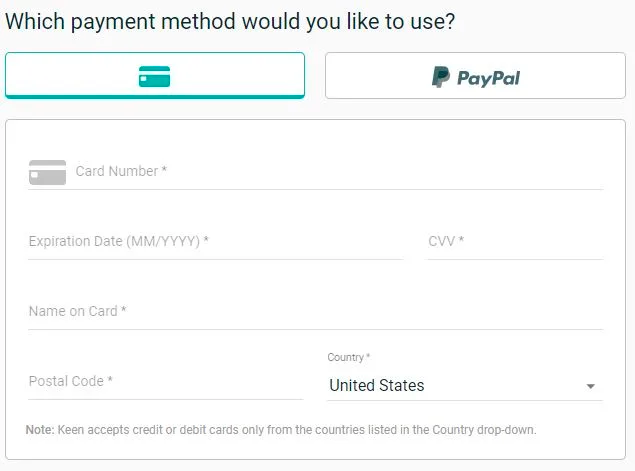 What payment methods are accepted?