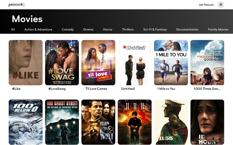 Peacock movie streaming