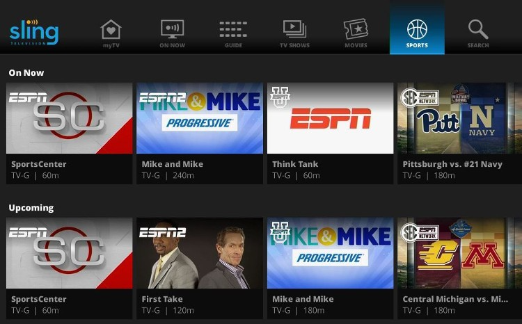 Sling TV Sports streaming