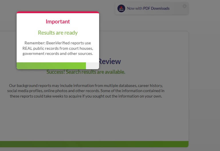 BeenVerified Background Check results are ready