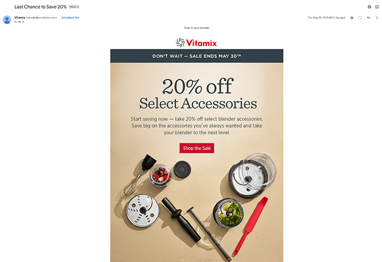Vitamix promotional email