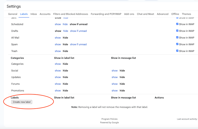Set Up Folders and Labels