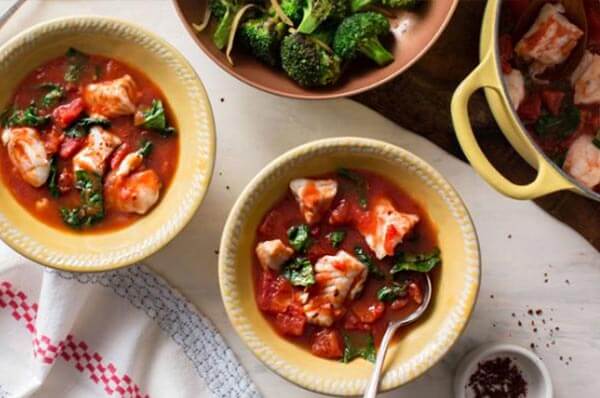 Mediterranean Tomato-Braised Cod and Broccoli with Preserved Lemon Mediterranean Tomato-Braised Cod and Broccoli with Preserved Lemon