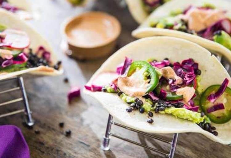 Purple Carrot Beluga Lentil Taco with Quick Guacamole & Radish Jalapeno Slaw Purple Carrot Beluga Lentil Taco with Quick Guacamole & Radish Jalapeno Slaw