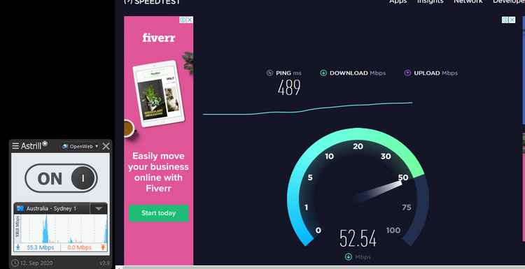 Astrill VPN speed test