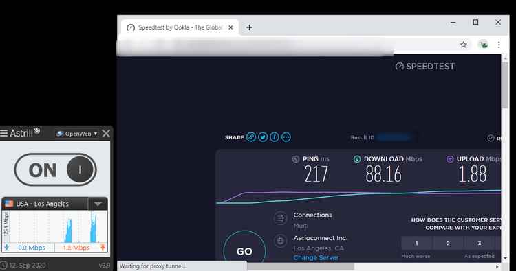 Astrill VPN speed test