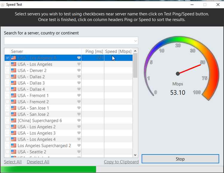 Astrill VPN speed test