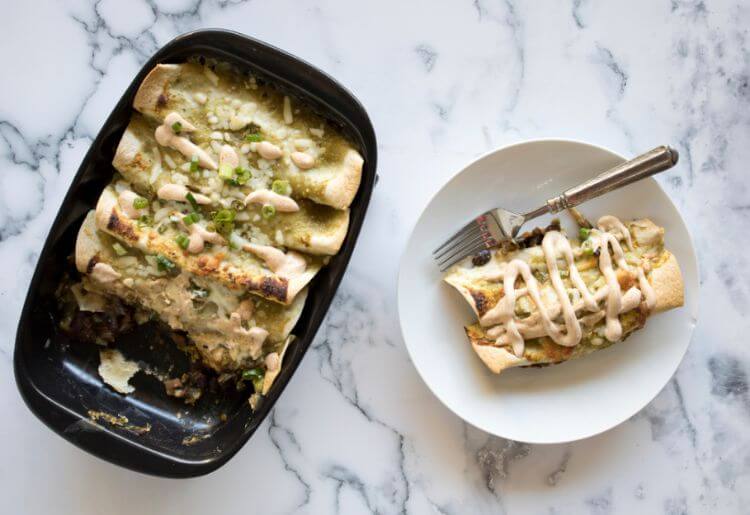 Black bean and sweet potato enchiladas