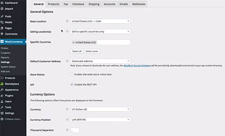 WooCommerce dashboard within the Wordpress dashboard WooCommerce dashboard within the Wordpress dashboard
