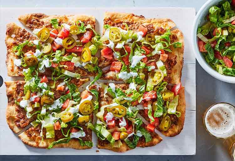 Veggie Taco Pizza with Frijoles Refritos Veggie Taco Pizza with Frijoles Refritos