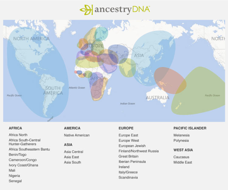Ancestry’s geographic regions sample AncestryDNA’s geographic regions