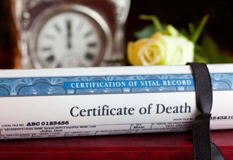 Death Certificate Found on Public records