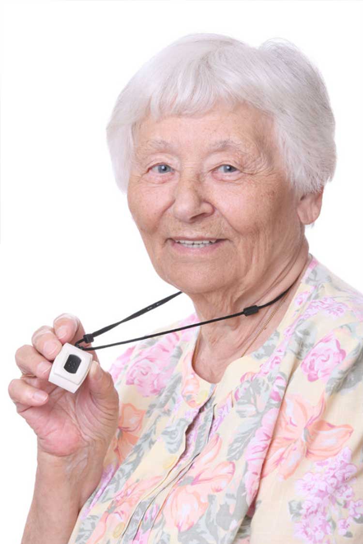 Senior with on-the-go pendant On-the-go pendants
