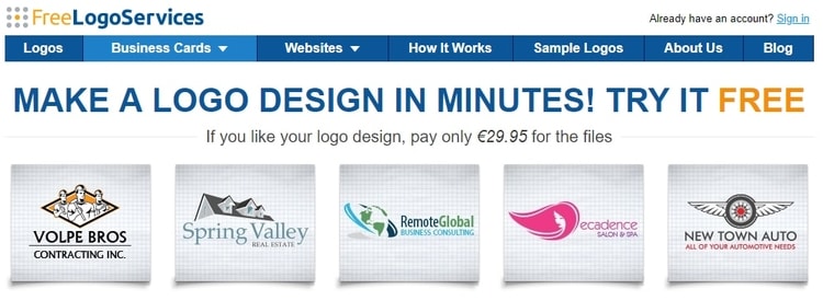 FreeLogoServices website FreeLogoServices website