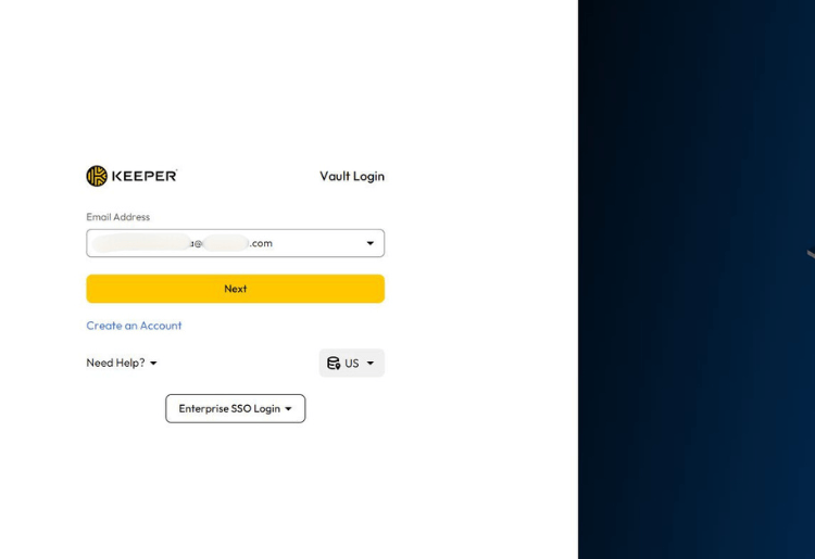 Keeper Login page