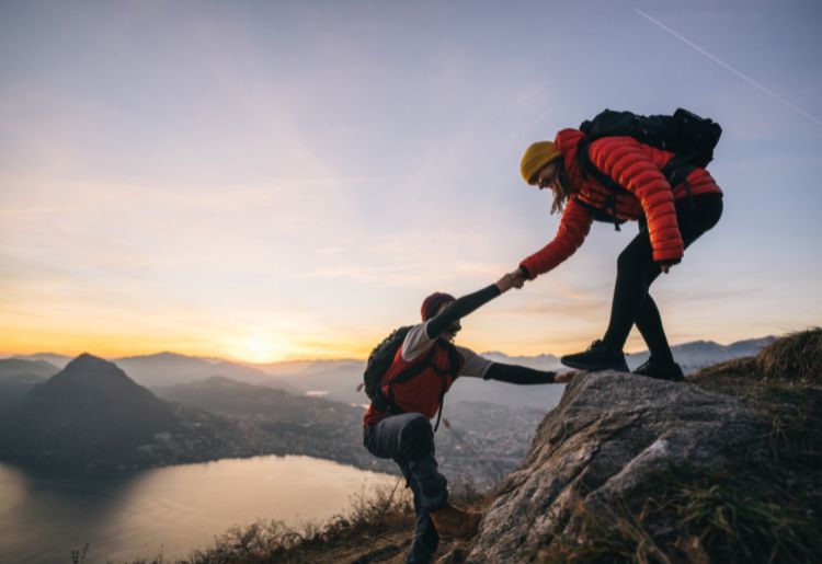 Couple hiking together