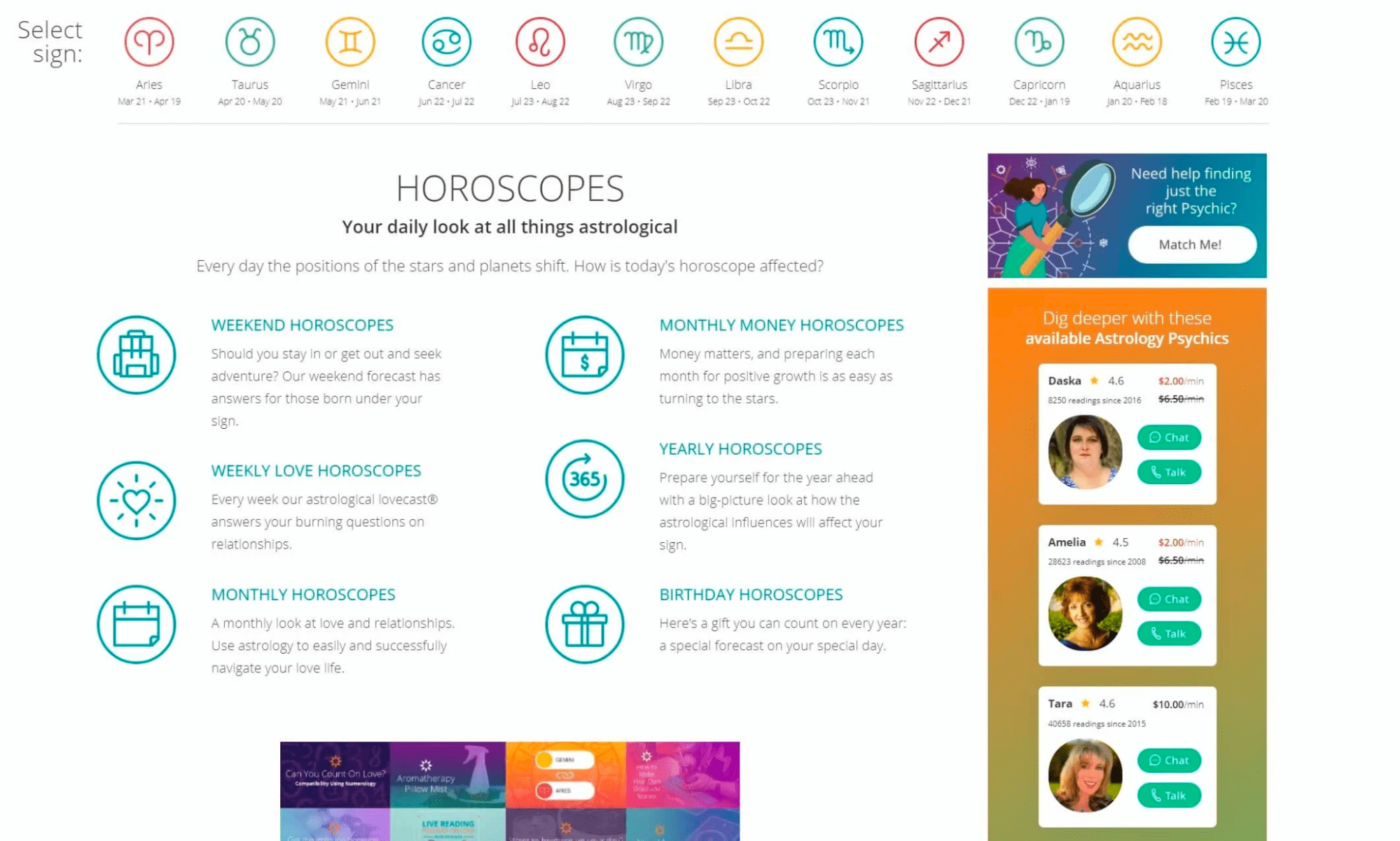 California Psychics Features and Tools