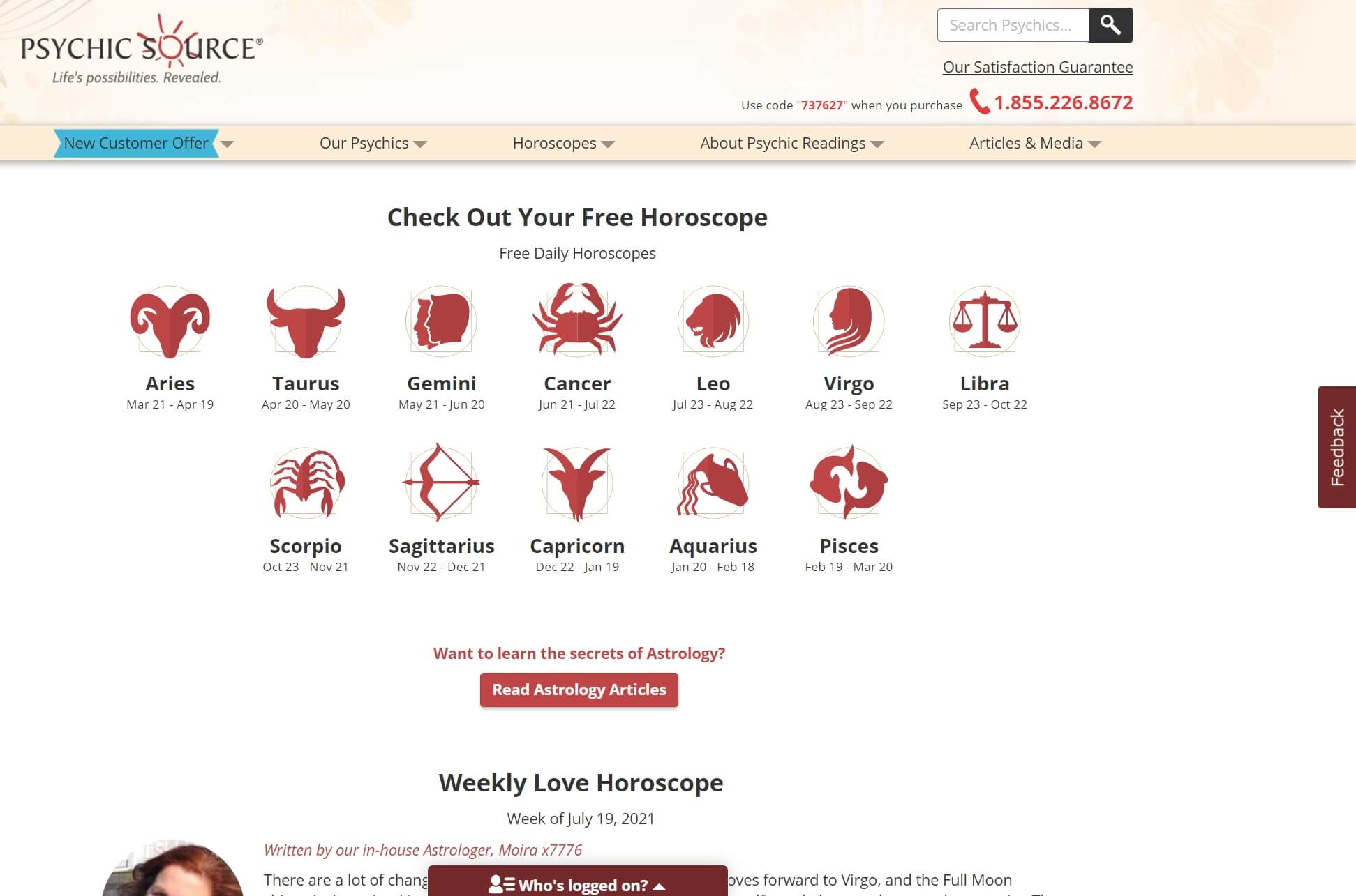 Can I get horoscopes from Psychic Source?