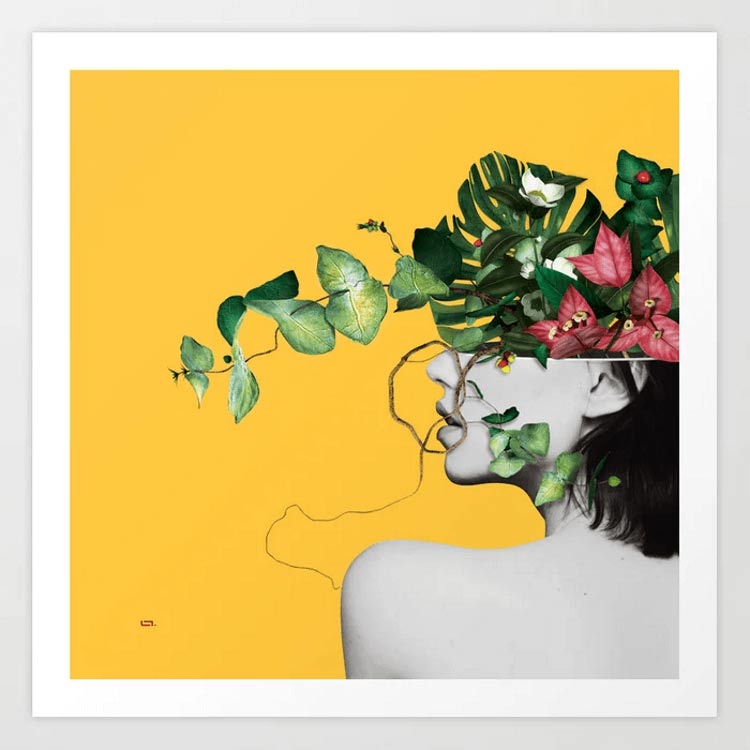 Lady Flowers Art Print Lady Flowers Art Print