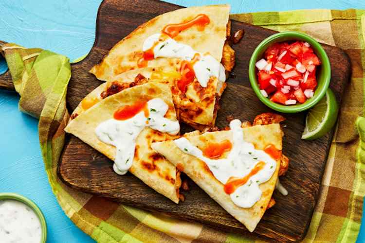Baja Chicken Quesadilla with Salsa Fresca and Lime Crema Baja Chicken Quesadilla with Salsa Fresca and Lime Crema