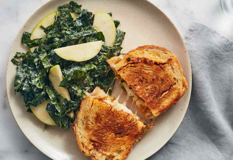 Gochujang Grilled Cheese with Peanut-Kale Salad Gochujang Grilled Cheese with Peanut-Kale Salad