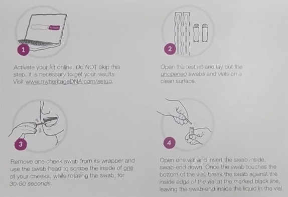 MH DNA kit 2 MyHeritage DNA kit instructions 1-4