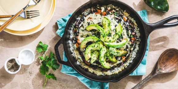 Black Bean Rice Bake with Scallion Cashew Cheese & Avocado Black Bean Rice Bake with Scallion Cashew Cheese & Avocado