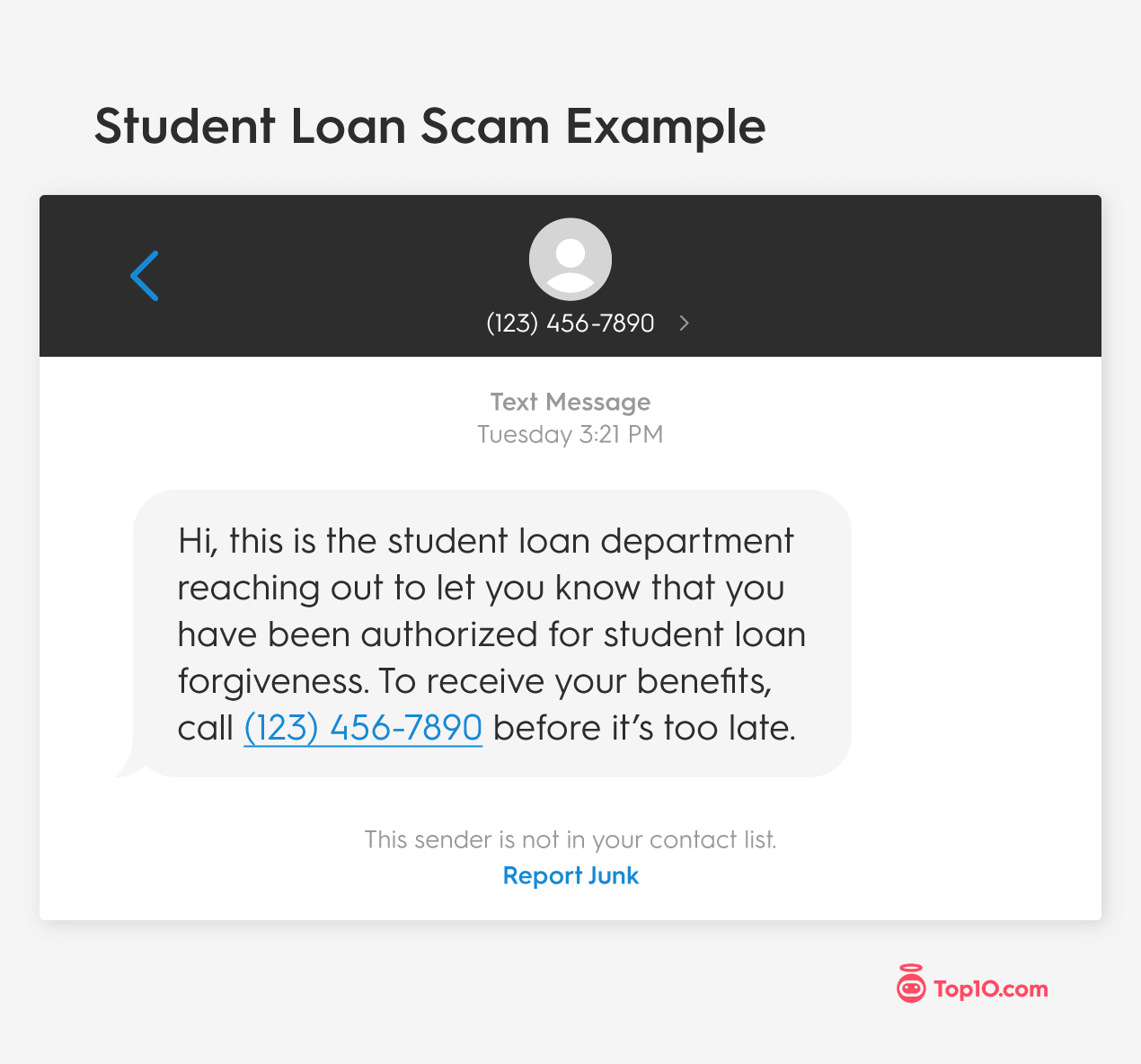 Student Loan Scam Example