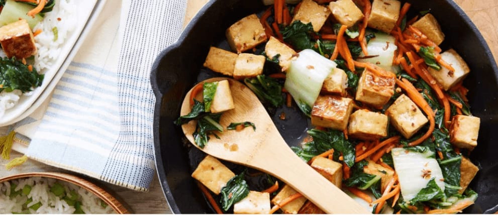 Crispy Sesame Tofu and Bok Choy Stir Fry