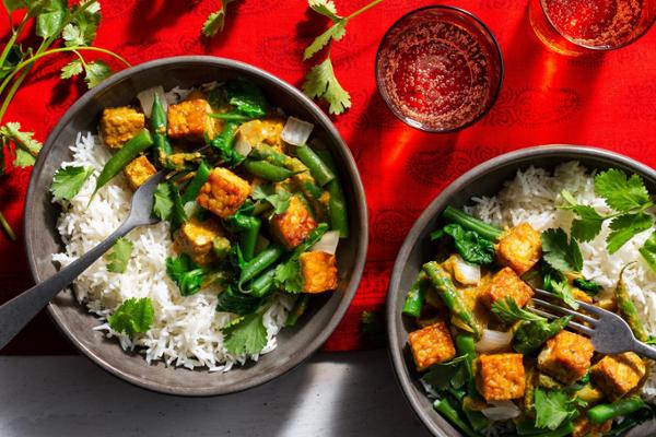 Tempeh tikka masala with green beans and basmati rice Tempeh tikka masala with green beans and basmati rice